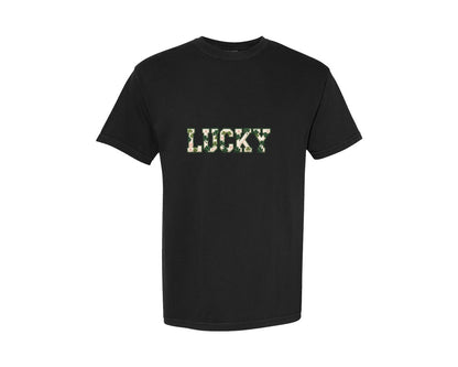 brand:Comfort Colors|color:Black|St Patricks Day Lucky Faux Yarn 2 Graphic T-Shirt