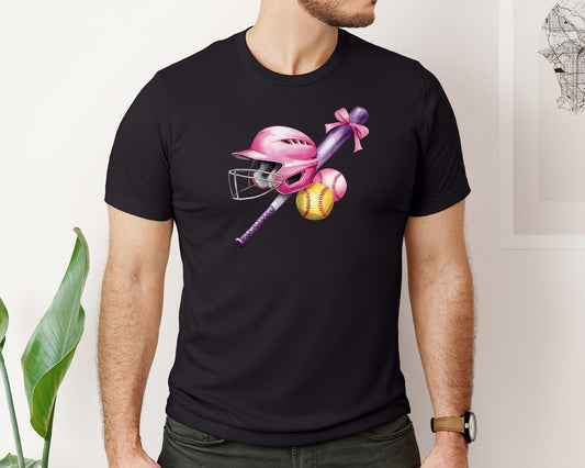 Coquette Softball Pink Helmet Graphic T-Shirt