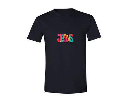 brand:Generic|color:Black|Christian Jesus Loves You Neon 3 Graphic T-Shirt