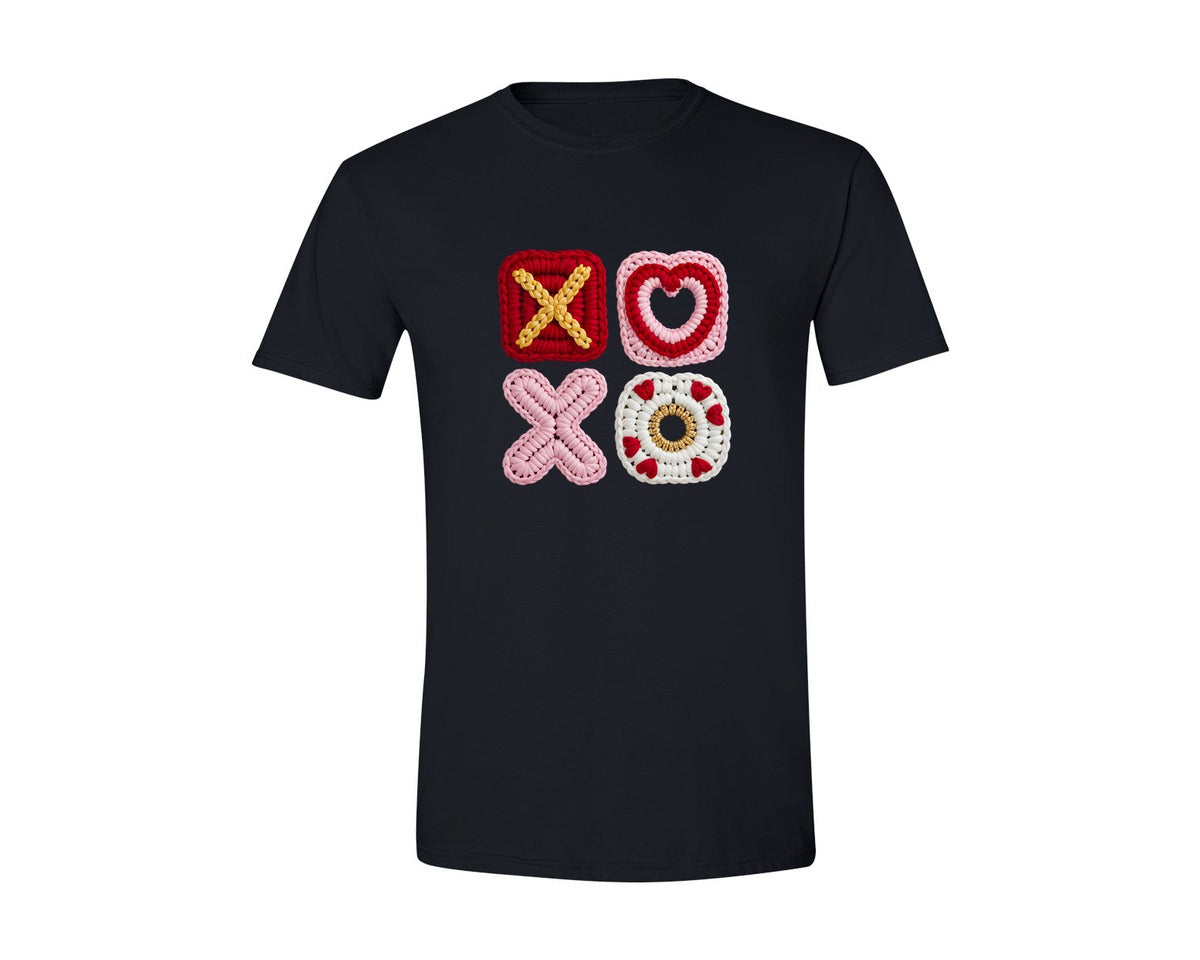 brand:Generic|color:Black|Faux Yarn Valentine Day Xoxo Graphic T-Shirt