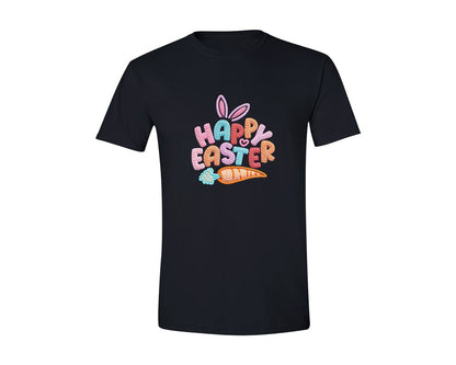 brand:Generic|color:Black|Happy Easter Bunny Faux Graphic T-Shirt