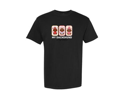 brand:Comfort Colors|color:Black|My Dachshund Is My Valentine 2 Graphic T-Shirt