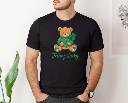 Feeling Lucky Teddy Bear Graphic T-Shirt