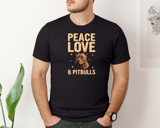 Peace Love Pitbull Dog T Shirt Graphic T-Shirt
