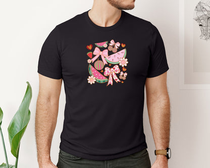 brand:Bella Canvas|color:Black|Boho Watermelon Coquette Graphic T-Shirt