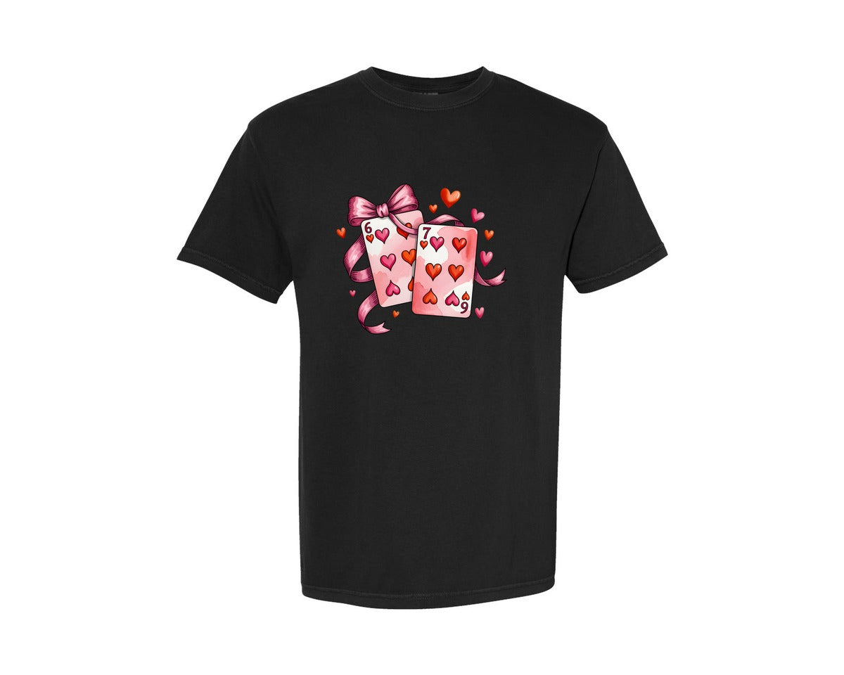 brand:Comfort Colors|color:Black|Playing Cards Valentine 6 7 11 Graphic T-Shirt