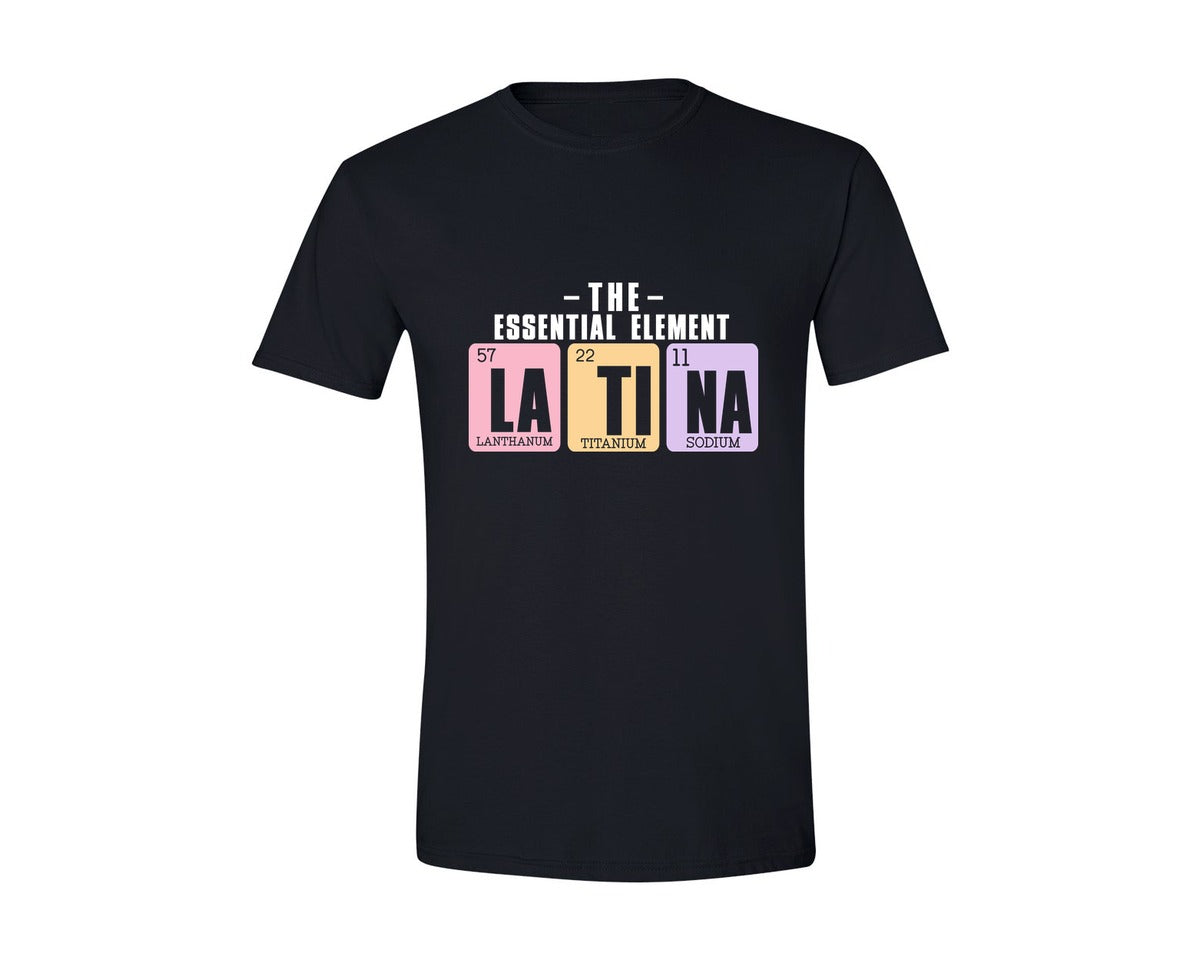 brand:Generic|color:Black|The Essential Element Latina Spanish Graphic T-Shirt