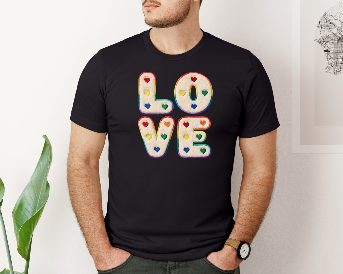 brand:Bella Canvas|color:Black|Love Gothic Faux Yarn Valentine Tshirt Graphic T-Shirt