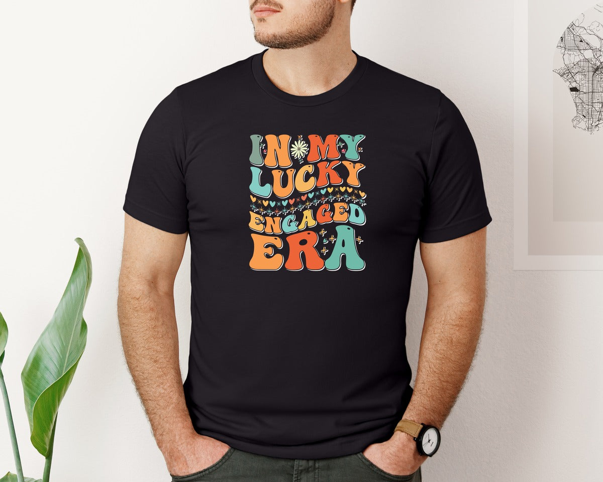 brand:Bella Canvas|color:Black|In My Lucky Engaged Era 2 Graphic T-Shirt
