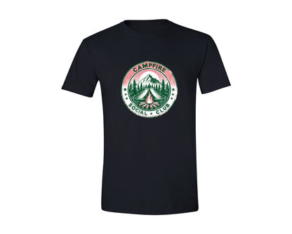 brand:Generic|color:Black|Retro Camping Campfire Social Club Graphic T-Shirt