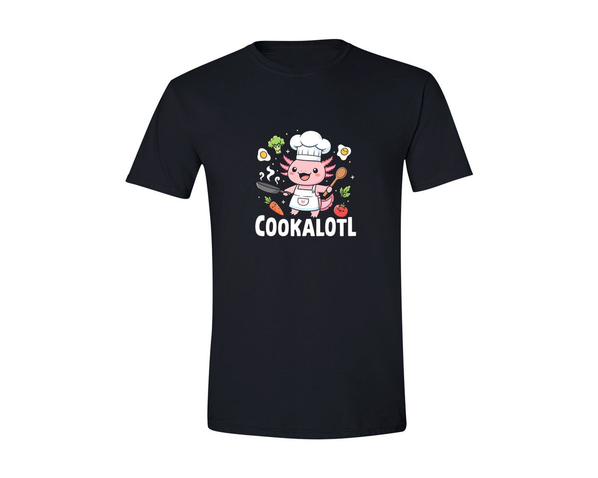 brand:Generic|color:Black|Cute Chef Axolotl Cooking T Shirt Design Graphic T-Shirt
