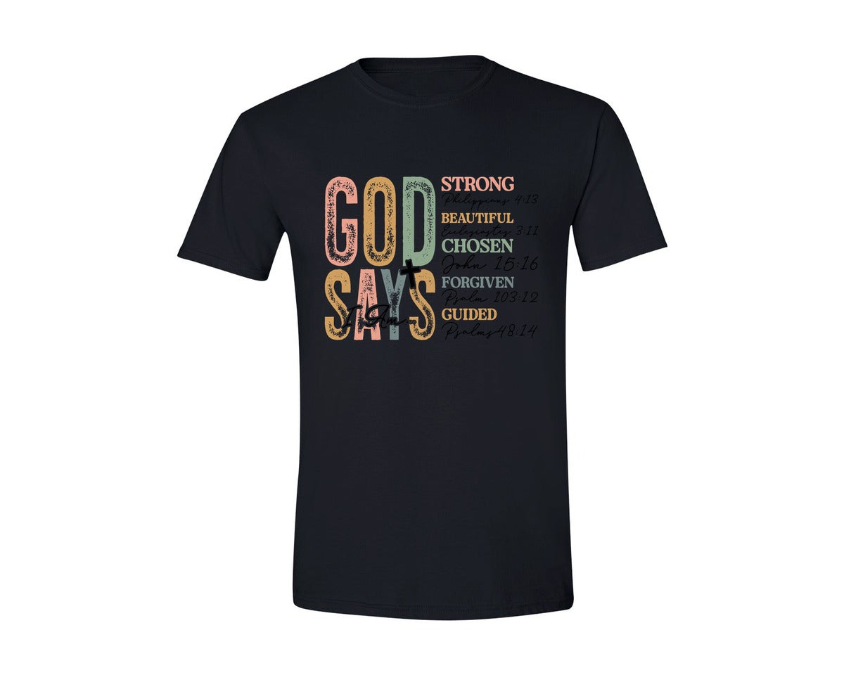 brand:Generic|color:Black|God Says I Am Sleeve Print Sweatshirt Graphic T-Shirt