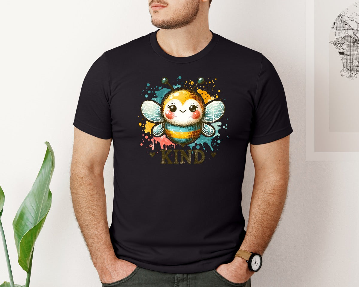 brand:Bella Canvas|color:Black|Retro Bee Kind Vintage Be Kind Graphic T-Shirt