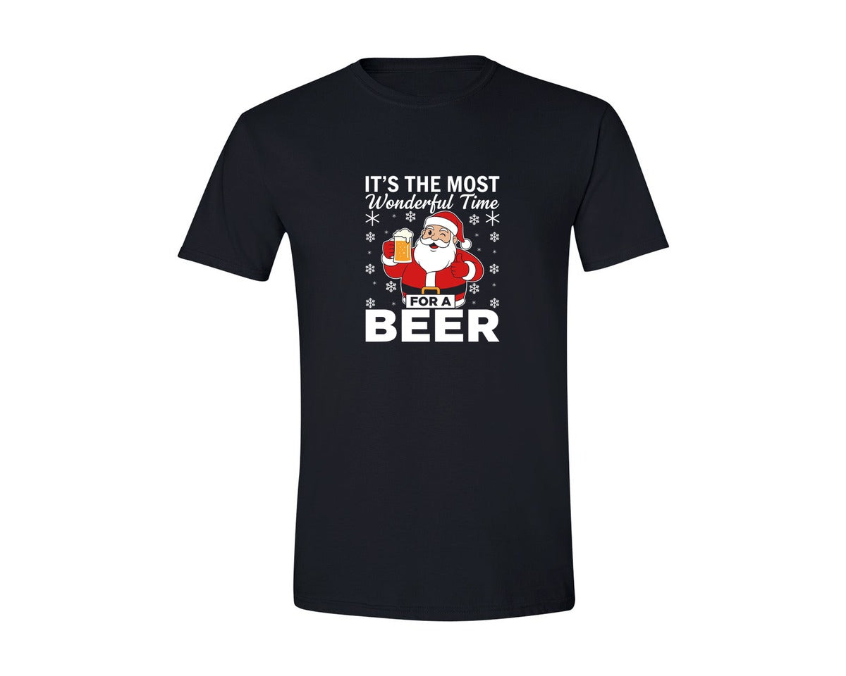 brand:Generic|color:Black|Santa Beer Wonderful Time T Shirt Graphic T-Shirt