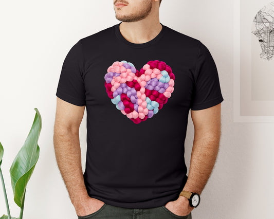 Faux Knitted Yarn Valentines Heart 11 Graphic T-Shirt