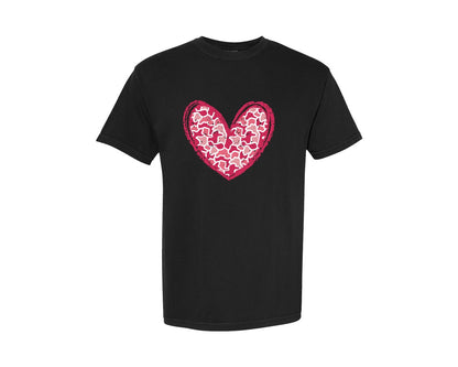 brand:Comfort Colors|color:Black|Camouflage Heart Valentines Day Graphic T-Shirt