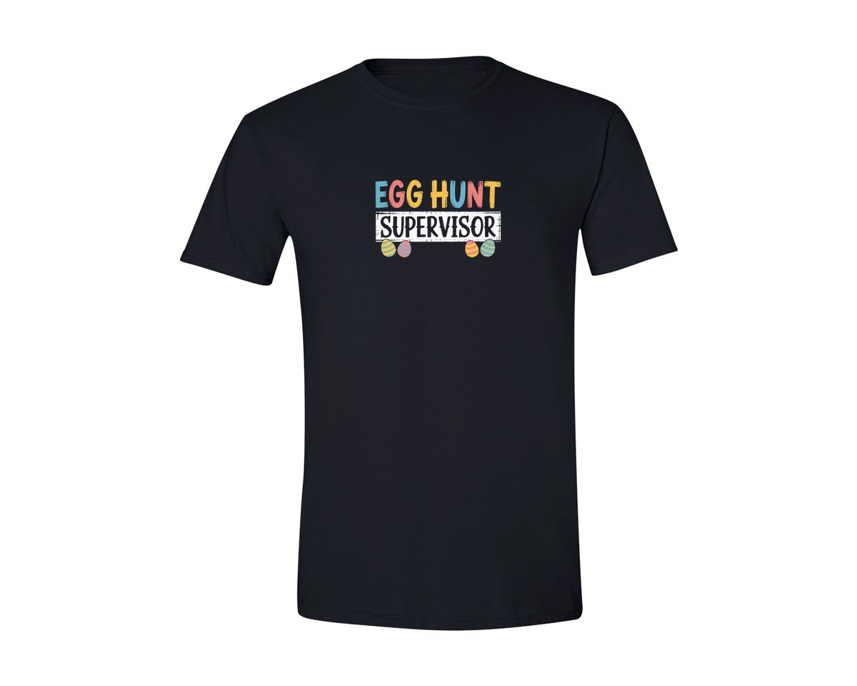 brand:Generic|color:Black|Egg Hunt Supervisor Funny Easter Graphic T-Shirt