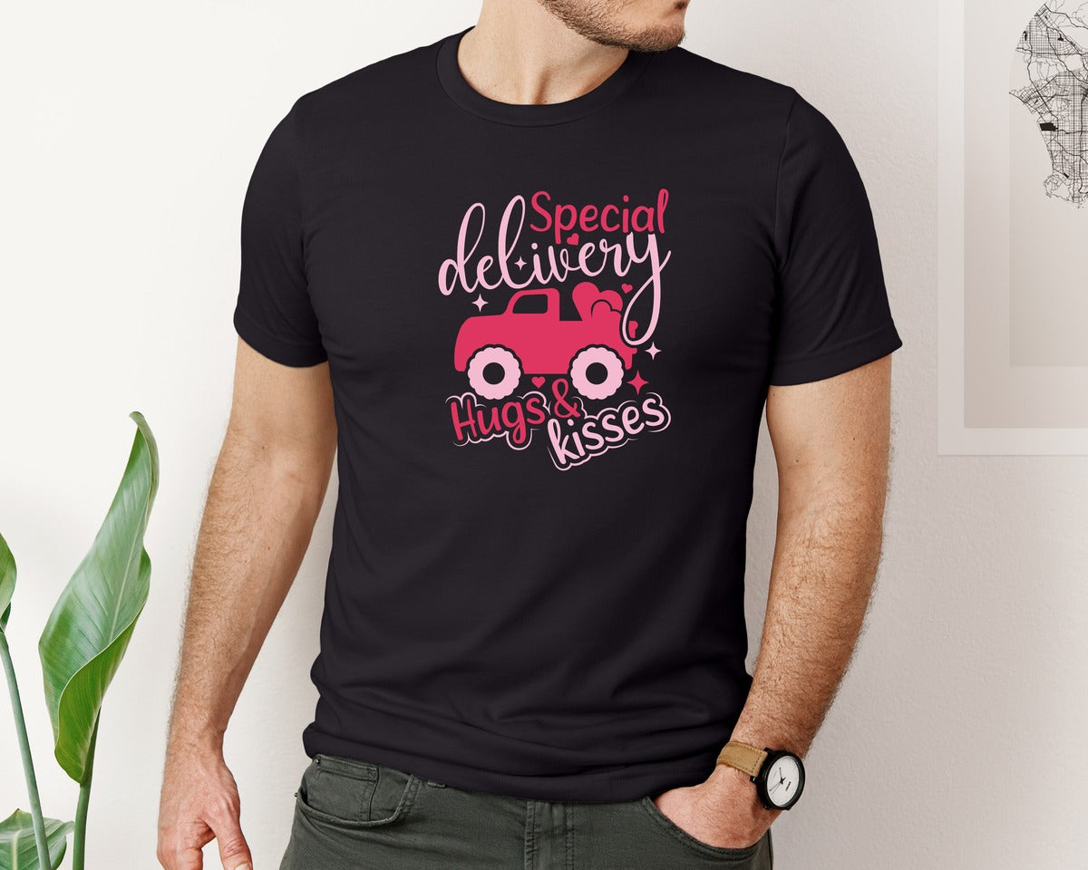 brand:Bella Canvas|color:Black|Special Delivery Hugs Kisses File 5 Graphic T-Shirt