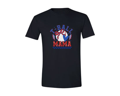 brand:Generic|color:Black|T Ball Mama Red White Blue Graphic T-Shirt