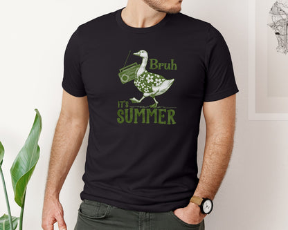 brand:Bella Canvas|color:Black|Bruh Its Summer Funny Goose 2 Graphic T-Shirt