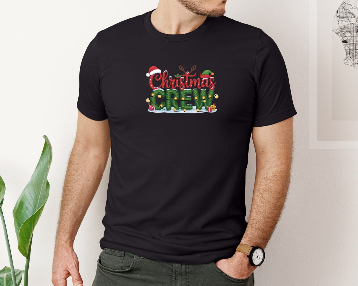 brand:Bella Canvas|color:Black|Christmas Crew Holiday Shirt Graphic T-Shirt