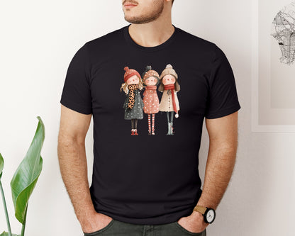 brand:Bella Canvas|color:Black|Whimsical Winter Christmas Girl 5 Graphic T-Shirt
