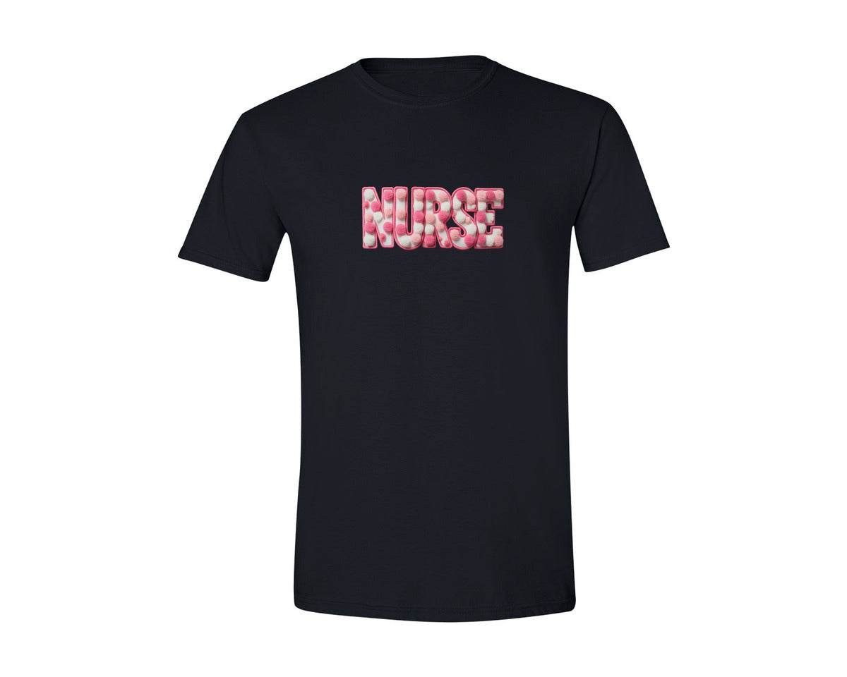 brand:Generic|color:Black|Pink Faux Yarn Nurse Life Shirt Graphic T-Shirt