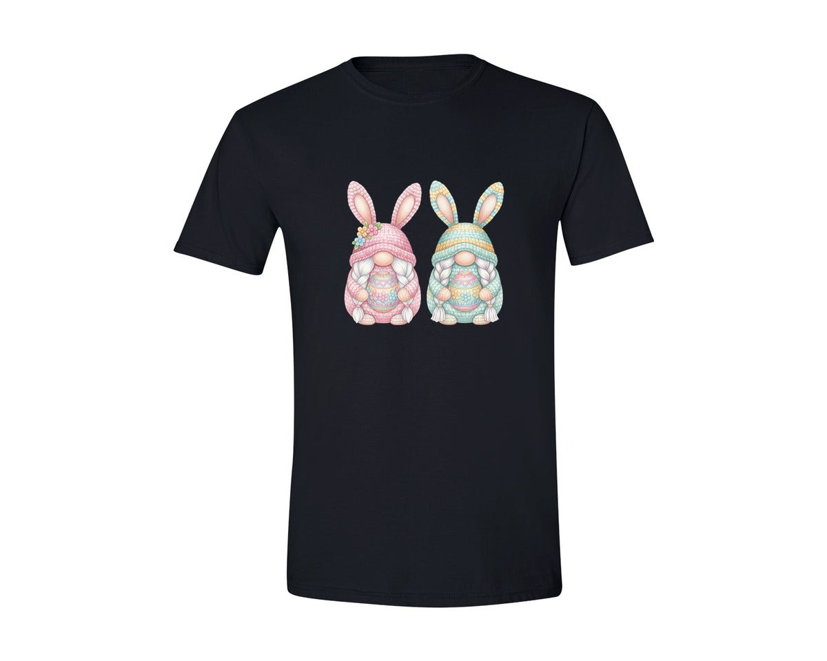 brand:Generic|color:Black|Faux Yarn Easter Bunny Gnome 2 Graphic T-Shirt
