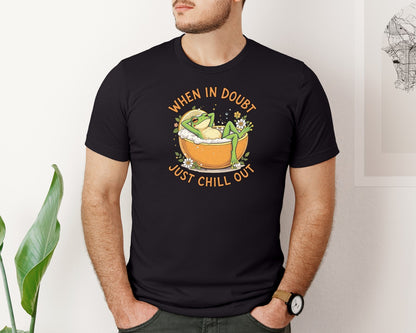 brand:Bella Canvas|color:Black|Funny Chilling Frog Quote Frog Graphic T-Shirt
