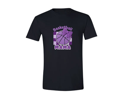 brand:Generic|color:Black|Faux Yarn Crochet Basketball Mama Graphic T-Shirt