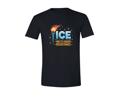 brand:Generic|color:Black|Ice Melts Under Resistance Illustration Graphic T-Shirt
