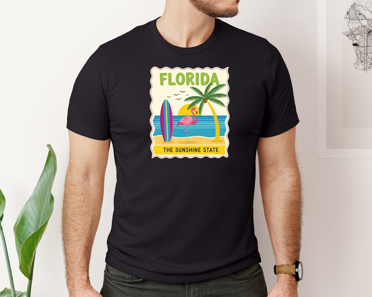 brand:Bella Canvas|color:Black|Florida The Sunshine State Graphic T-Shirt