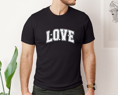 brand:Bella Canvas|color:Black|Valentine Love Rero Varsity Love Heart Graphic T-Shirt