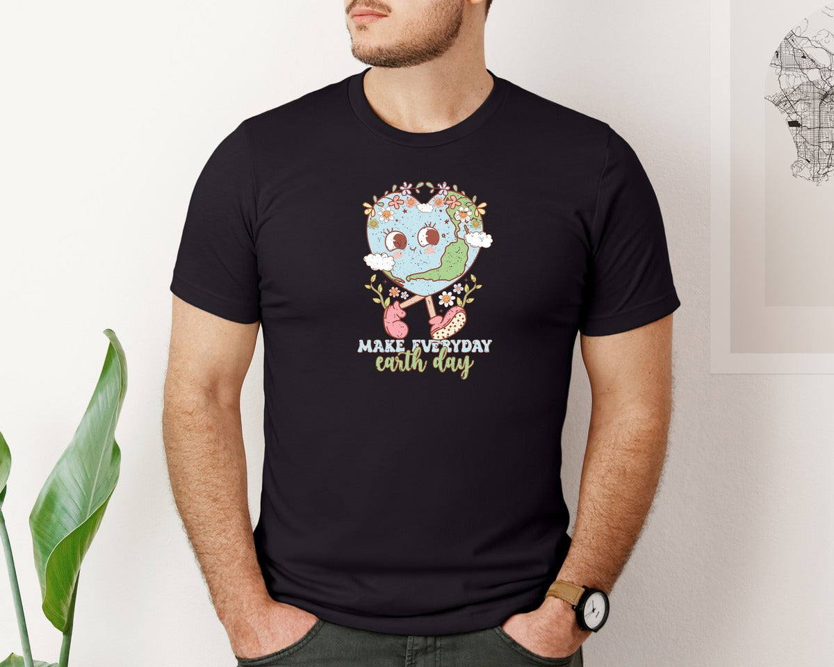 brand:Bella Canvas|color:Black|Make Everyday Earth Day File Graphic T-Shirt