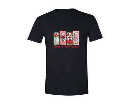brand:Generic|color:Black|Valentine Goose Yarn Valentines Day Graphic T-Shirt