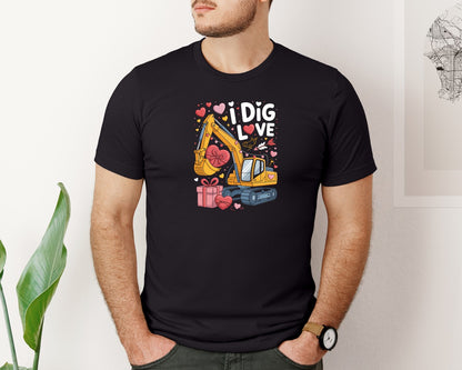 brand:Bella Canvas|color:Black|I Dig Love Valentin Graphic T-Shirt