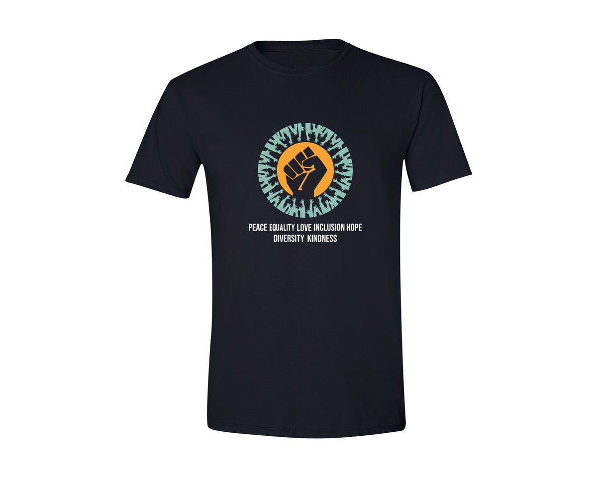 brand:Generic|color:Black|Peace Equality Love Unity Activism Graphic T-Shirt