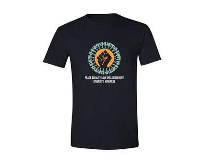 brand:Generic|color:Black|Peace Equality Love Unity Activism Graphic T-Shirt