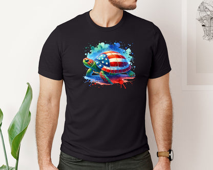 brand:Bella Canvas|color:Black|America Turtle Independence Day Graphic T-Shirt