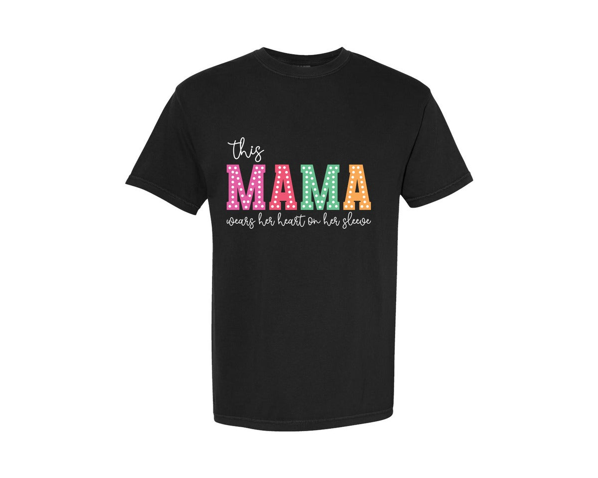 brand:Comfort Colors|color:Black|Mom Lifemothers Day Mama Sleeve Graphic T-Shirt