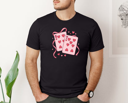 brand:Bella Canvas|color:Black|Playing Cards Valentine 6 7 Graphic T-Shirt