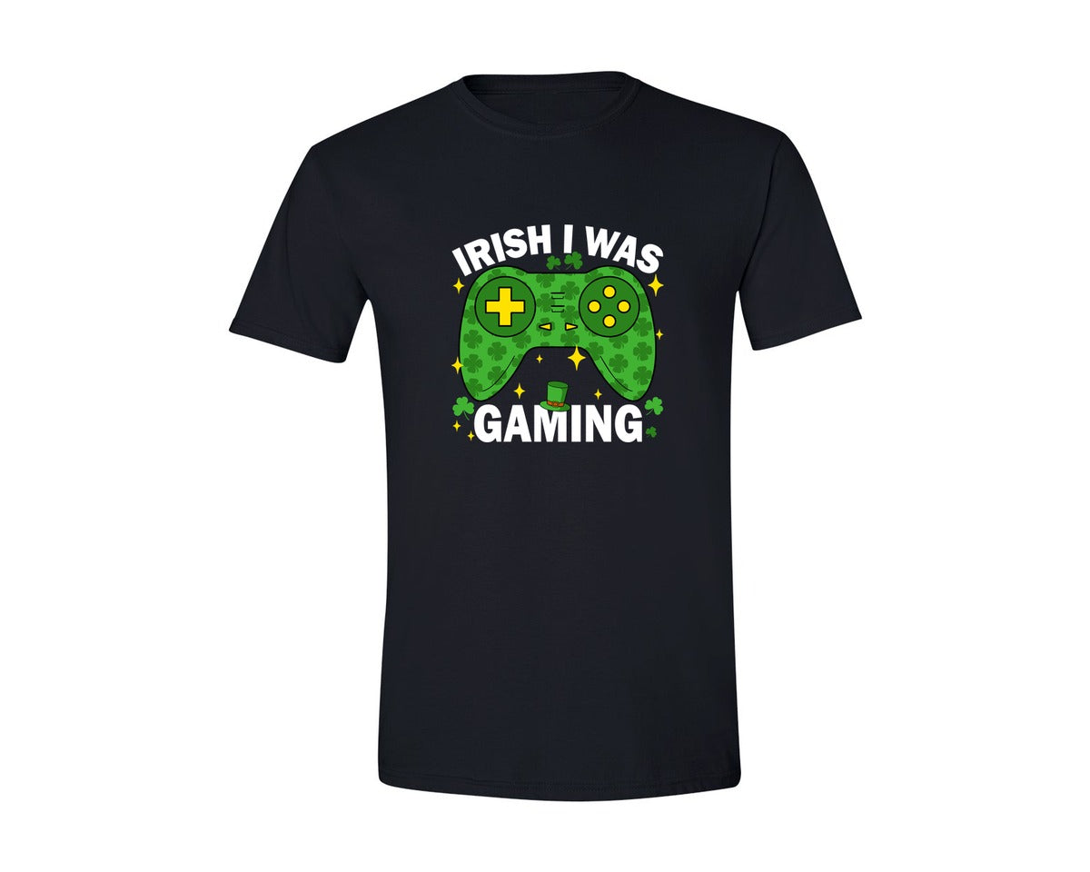 brand:Generic|color:Black|Irish I Was Gaming Controller Graphic T-Shirt