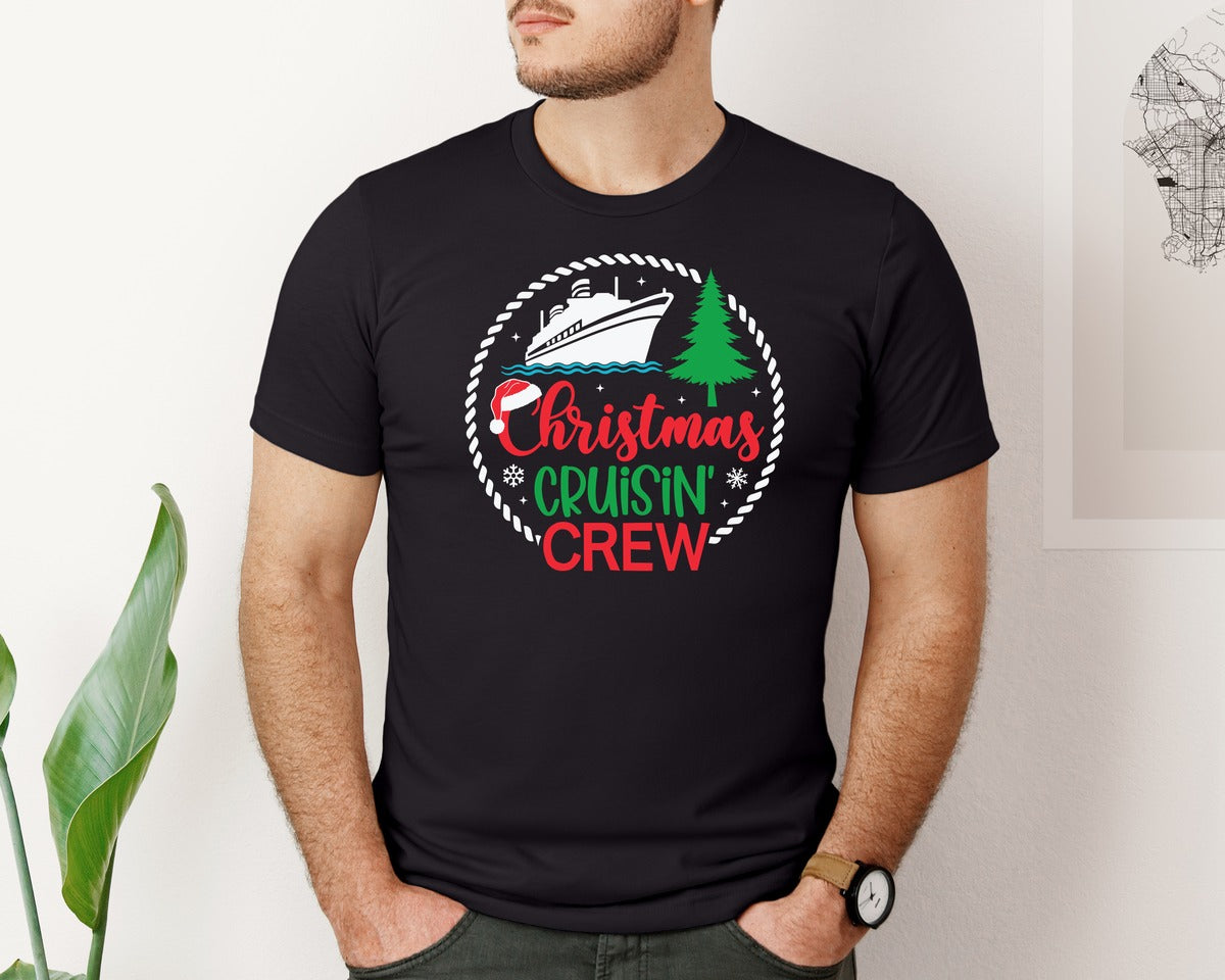 brand:Bella Canvas|color:Black|Christmas Cruising Crew Family Cruise Graphic T-Shirt