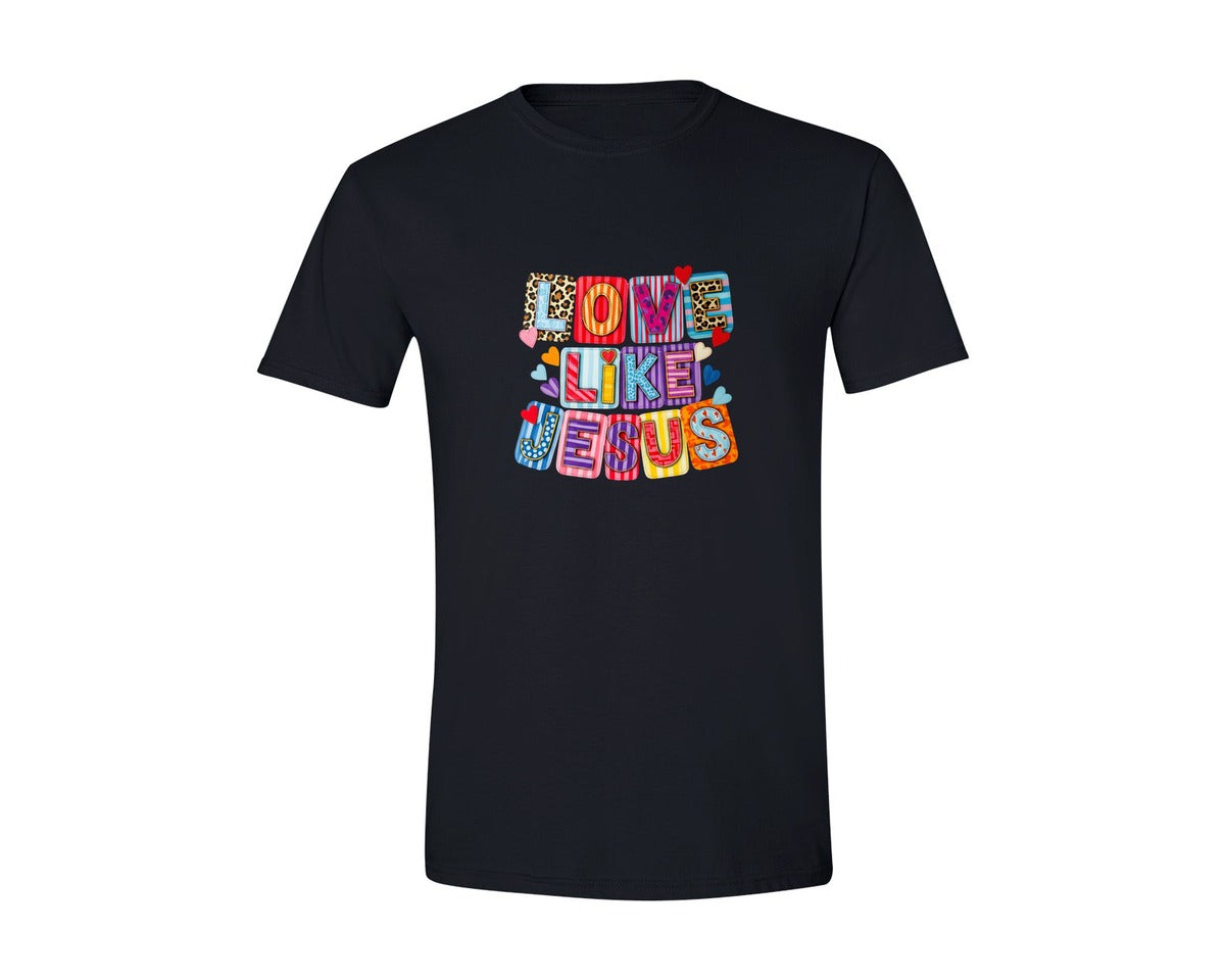 brand:Generic|color:Black|Crochet Love Like Jesus Graphic T-Shirt