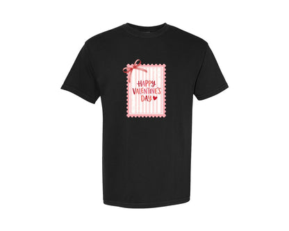 brand:Comfort Colors|color:Black|Happy Valentines Day Stamp Coquette Graphic T-Shirt