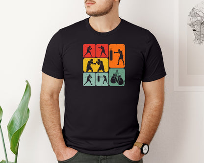 brand:Bella Canvas|color:Black|Retro Boxing Silhouettes T Shirt Graphic T-Shirt