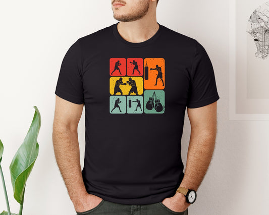 Retro Boxing Silhouettes T Shirt Graphic T-Shirt