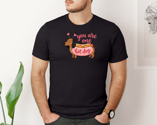 You Are One Hot Dog Dachshund Valentine Graphic T-Shirt