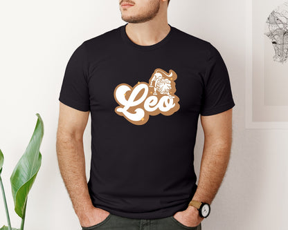 brand:Bella Canvas|color:Black|Leo Leo Sign Leo Retro Zodiac Graphic T-Shirt
