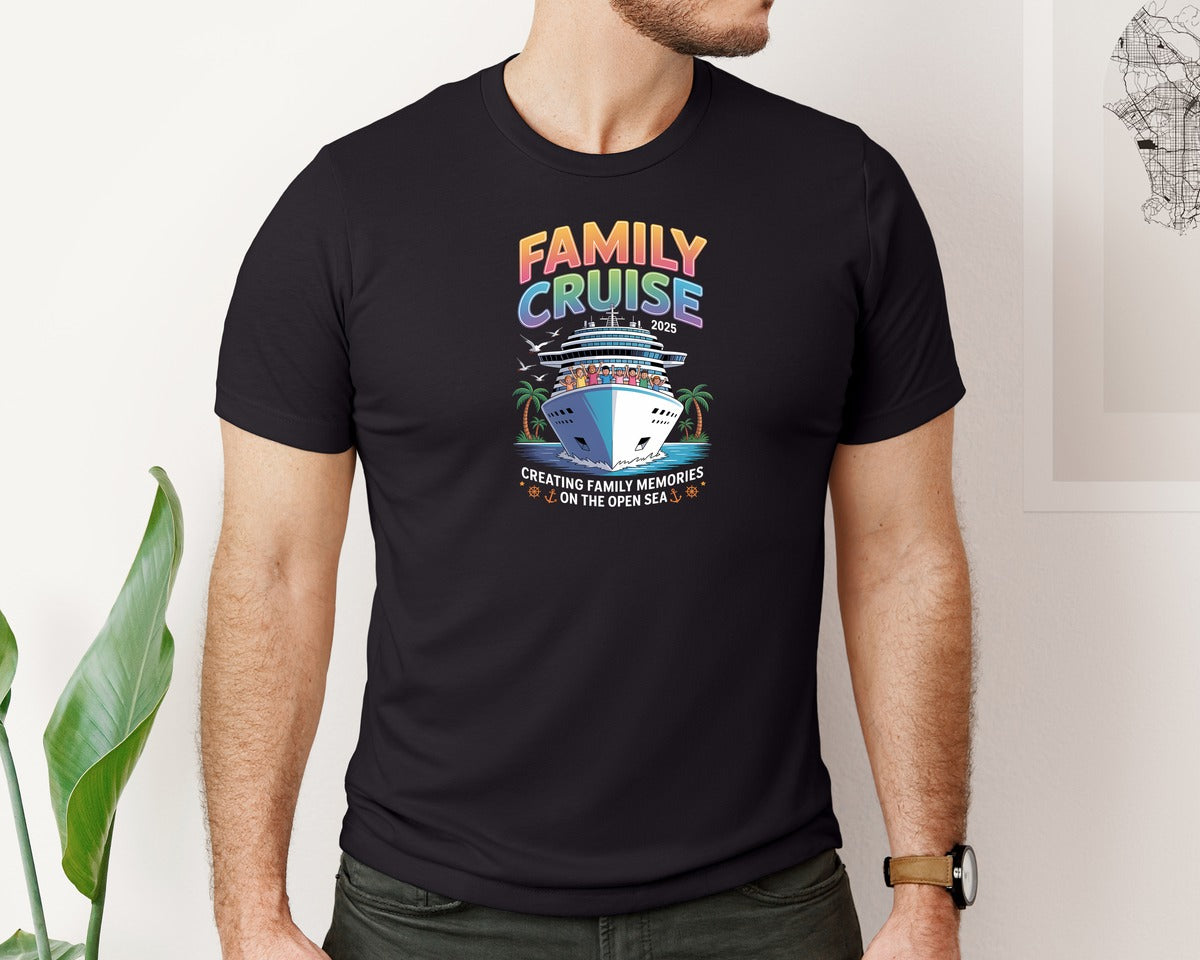 brand:Bella Canvas|color:Black|Family Cruise 2025 Cruise Shirt Graphic T-Shirt